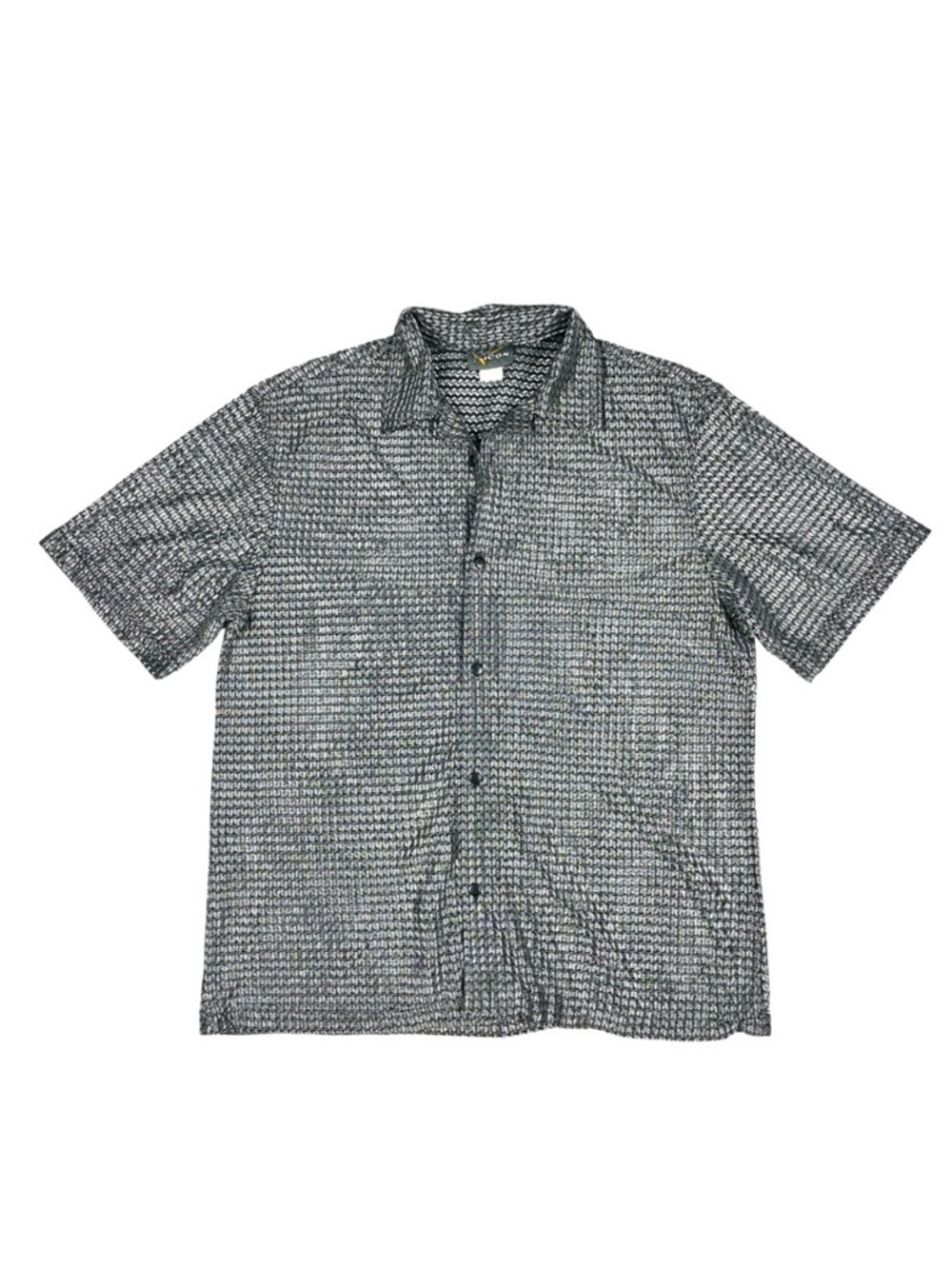 Pop Icon Vintage 90s Silver Metallic Disco Rave Button Front Shirt